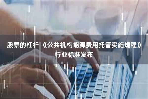 股票的杠杆 《公共机构能源费用托管实施规程》行业标准发布