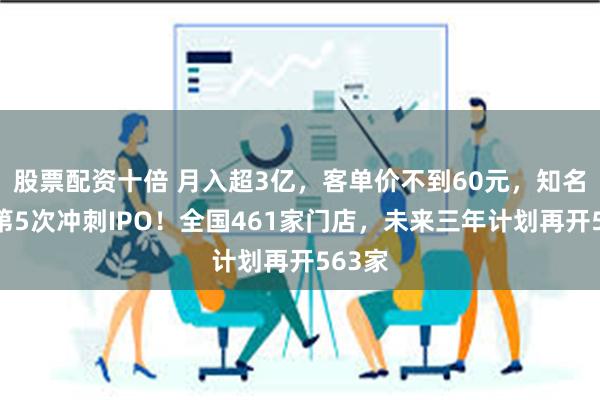 股票配资十倍 月入超3亿，客单价不到60元，知名餐厅第5次冲刺IPO！全国461家门店，未来三年计划再开563家