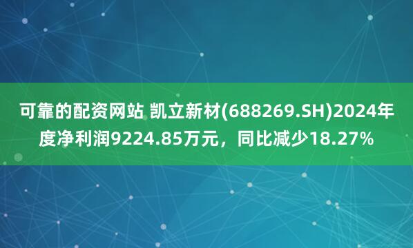 可靠的配资网站 凯立新材(688269.SH)2024年度净利润9224.85万元，同比减少18.27%